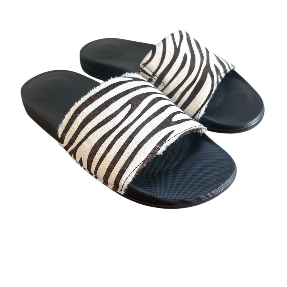 Fitflop EUC Iqushion Hair-on Leather Zebra Print Slides Women’s EU 42 / US 10